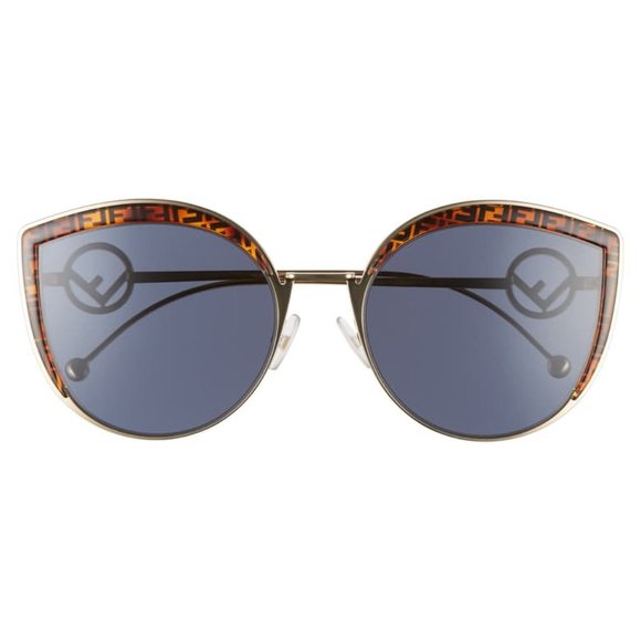 Blue Cat Eye Metal Gradient Oversized Sunglasses